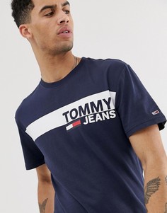 Темно-синяя футболка с логотипом на груди Tommy Jeans - Темно-синий