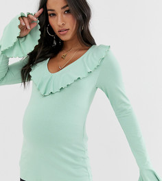 Топ с длинными рукавами и оборками ASOS DESIGN Maternity - Зеленый
