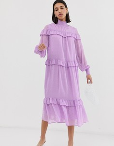 Свободное платье мидакси с оборками Resume Myra - Фиолетовый Résumé
