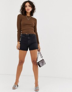 Черные джинсовые шорты в винтажном стиле с завышенной талией Vero Moda - Черный