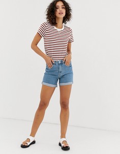 Синие джинсовые шорты в винтажном стиле с завышенной талией Vero Moda - Синий