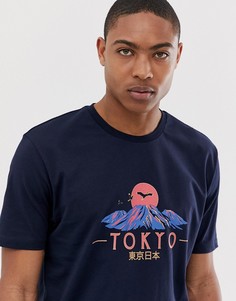 Свободная футболка с принтом Tokyo ASOS DESIGN - Темно-синий