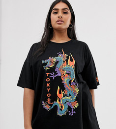 Футболка с принтом дракона ASOS DESIGN Curve - Черный