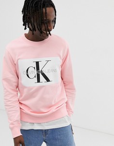 Розовый свитшот с круглым вырезом и логотипом Calvin Klein Jeans - Розовый