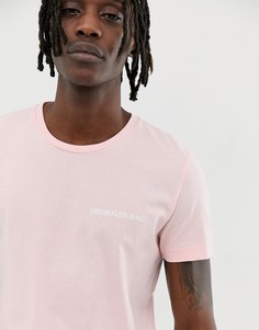 Розовая облегающая футболка с логотипом на груди Calvin Klein Jeans institutional - Розовый
