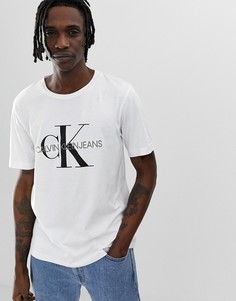 Белая футболка с логотипом и вышитой монограммой Calvin Klein Jeans - Белый
