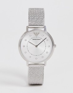 Серебристые часы с сетчатым ремешком Emporio Armani AR11128 Kappa - Серебряный