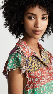 alice + olivia Willa Flutter Sleeve Top