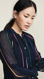 Derek Lam 10 Crosby Gathered Neck Button Down Blouse