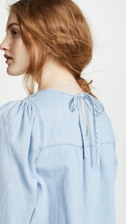 Madewell Denim Puff Sleeve Swing Top