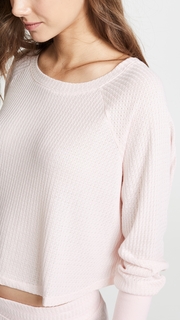 Honeydew Intimates Sneak Peek Waffle Knit Crop Sweatshirt