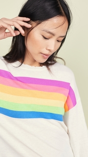 SUNDRY Rainbow Stripes Crew Neck Sweater