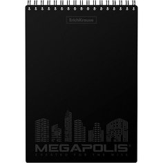 Блокнот на спирали ErichKrause "Megapolis", чёрный, А5, 80 листов, клетка