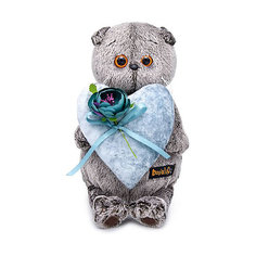 Мягкая игрушка Budi Basa Кот Басик с сердцем из бархата, 19 см