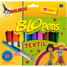 Фломастеры-аэрографы Malinos Blopens Textil для текстиля с трафаретами, 10 шт