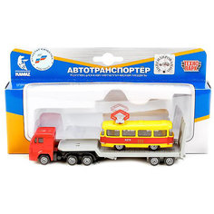 Автотранспортер "Технопарк" Kamaz 1:72, с городским транспортом