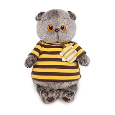 Мягкая игрушка Budi Basa Кот Басик в полосатой футболке с пчелой, 25 см