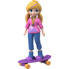 Мини-кукла Polly Pocket Active, Полли на скейте Mattel