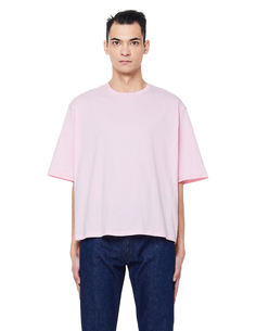 Розовая футболка с принтом и перфорацией RAF Simons