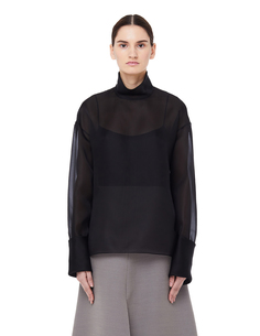 Черный топ из прозрачного шелка The Row