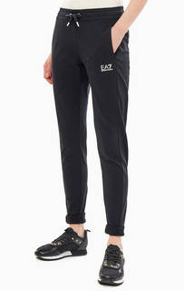 Черные зауженные брюки из хлопка EA7