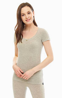 Серая однотонная футболка с блестящей нитью Emporio Armani