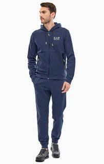 Хлопковый спортивный костюм синего цвета EA7