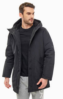 Зимний черный пуховик с карманами EA7