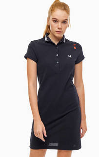 Черное платье из хлопка с отложным воротничком Fred Perry