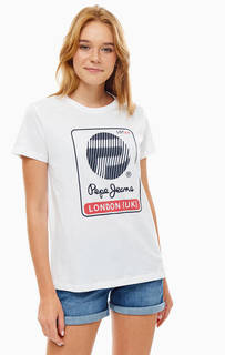 Футболка из хлопка свободного кроя с принтом Pepe Jeans