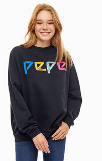 Свитшот из хлопка с разноцветными нашивками Pepe Jeans