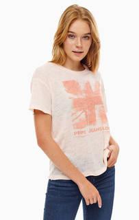 Коралловая футболка с необработанным краем Pepe Jeans