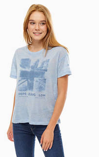 Синяя футболка с необработанным краем Pepe Jeans