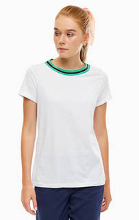 Однотонная белая футболка из хлопка Tom Tailor Denim