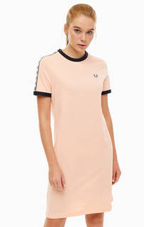 Платье-футболка из хлопка кораллового цвета Fred Perry