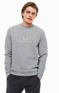 Серый свитшот из хлопка с вышивкой Fred Perry