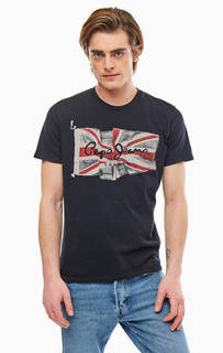 Черная футболка из хлопка с логотипом бренда Pepe Jeans