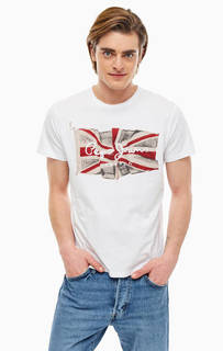 Белая футболка из хлопка с логотипом бренда Pepe Jeans