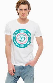 Белая хлопковая футболка с принтом Tom Tailor Denim