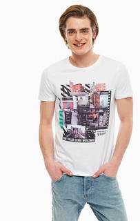 Белая хлопковая футболка с принтом Tom Tailor Denim