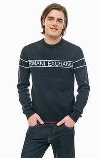 Темно-синий джемпер с логотипом бренда Armani Exchange