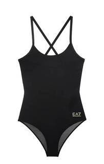 Слитный купальный костюм черного цвета EA7