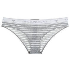 Хлопковые серые трусы-слипы в полоску Emporio Armani