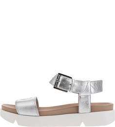 Серебристые кожаные босоножки на платформе Emporio Armani