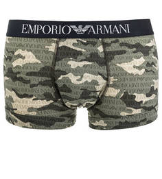 Хлопковые трусы-боксеры в стиле милитари Emporio Armani