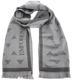 Серый шарф из шерсти Emporio Armani