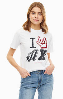 Хлопковая футболка с декоративной отделкой Armani Exchange