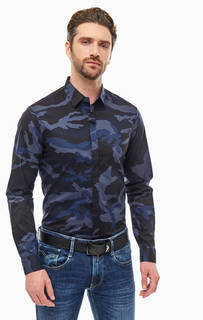 Хлопковая рубашка камуфляжной расцветки Armani Exchange