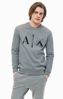 Серый свитшот с глянцевым принтом Armani Exchange