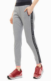 Серые зауженные брюки из вискозы EA7